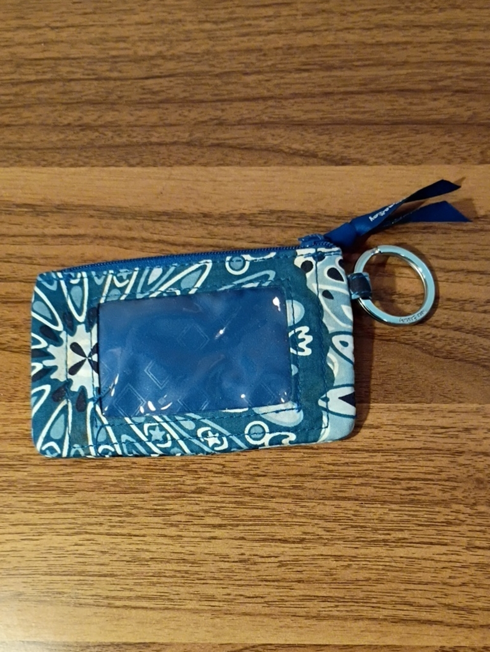 Vera Bradley Blue Paisley Fabric ID Holder Keychain